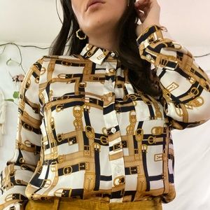 1980s Outback Red belt blouse